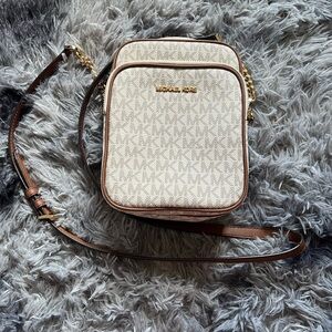 Michael Kors Beige and Brown Crossbody Bag